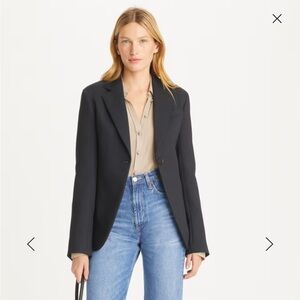 TEXTURED CREPE BLAZER Navy Blue Size 6 Small